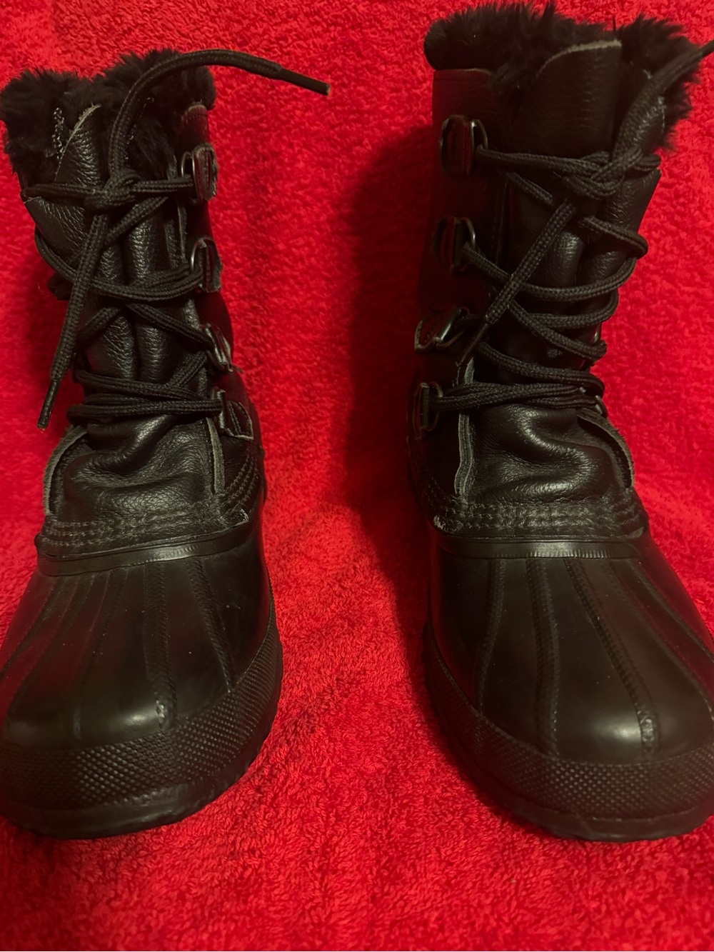 Sorel Sz 8 Black Leather Lace-Up Winter Boots VGUC 😊😊